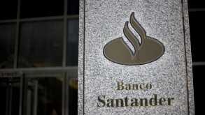 Banco Santander logo outside New York Office