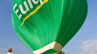 Hot Air Balloon during 100-year Festival of the Hamburg Airport, Germany.