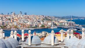 The scenic view over Istanbul city and Bosphorus strait, Turkey