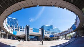 Brussels Esplanade Solidarnosc 1980, EU Parliament buildings, European Parliament building, Altiero Spinelli building, Brussels Belgium Eu Europe
