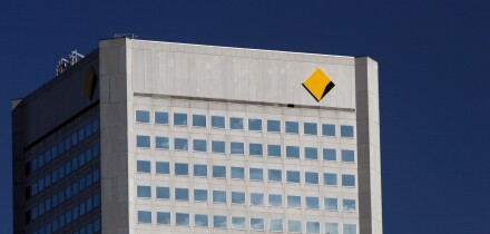 Commonwealth Bank building and logo Melbourne Victoria Australia