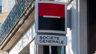 Sign of an agency of the French bank Societe Generale