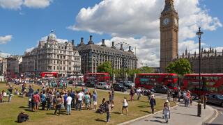 People at the Parliament Square, Big Ben, Houses of Parliaments, London, England, Great Britain