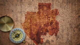 map of gabon on a old vintage crack paper