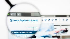 Los Angeles, California, USA - 5 April 2019: Illustrative Editorial of Banca Popolare di Sondrio website homepage. Banca Popolare di Sondrio logo