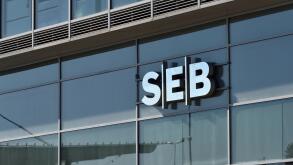Vilnius, Lithuania - April 02: SEB bank logotype on the wall in Vilnius on April 02, 2019. SEB Bank Is Commercial Bank Of Lithuania, Subsidiary Of Swe