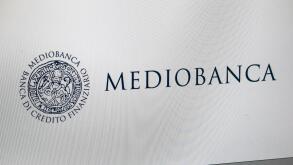 Loge der Marke "Mediobanca", Berlin.