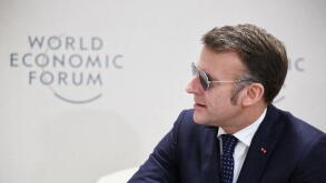 Davos, Switzerland. 20th Jan, 2026. President Emmanuel Macron and Prime Minister Mark Carney during the World Economic Forum (WEF) annual meeting in Davos, Switzerland on January 20, 2026. The World Economic Forum takes place in Davos from January 19 to J