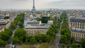 Iena Avenue, Kleber Avenue and the Eiffel Tower in Paris, France