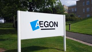 Aegon company sign outside headquarters at Edinburgh Park