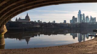 Views of London city, St Paul's Cathedral and the river Thames on a beautiful sunny summers morning.