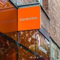 MADRID, SPAIN - SEPTEMBER 13, 2021: Bankinter logo on a bank branch office in Madrid, Spain. Bankinter is a Spanish bank founded in 1965.