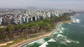 Aerial view of Lima city from Miraflores at afternoon.