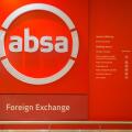 ABSA bank sign at their foreign exchange office or branch at Cape Town International airport in South Africa concept banking in Africa