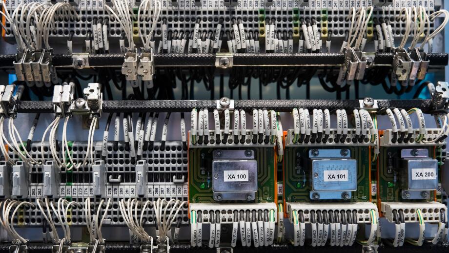 Control cabinet of a brake system, showroom of the Knorr-Bremse AG company, Munich, Bavaria, Germany