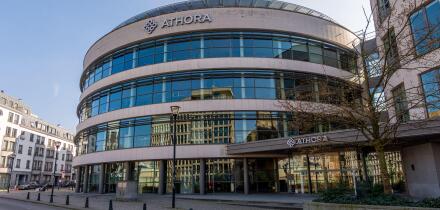 Exterior view of the headquarters of Athora Belgium, formerly Generali Belgium, a Belgian insurance company specializing in savings and pensions