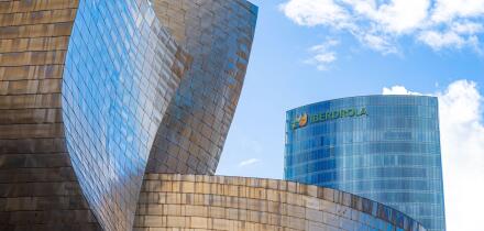 Iberdrola building seen through the gugguenheim Bilbao-Basque country-Spain.11-3-024