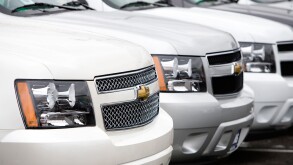 A General Motors dealer lot. 