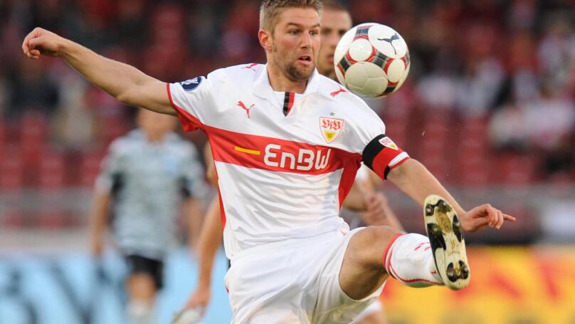 Stuttgart's Thomas Hitzlsperger controls the ball in the UEFA Cup 1st round 2nd leg VfB Stuttgart v PFC Cherno More Varna at Mercedes Benz Arena stadium of Stuttgart, Germany, 02 October 2008. The match ended in a flattering 2-2 draw for German Bundesliga