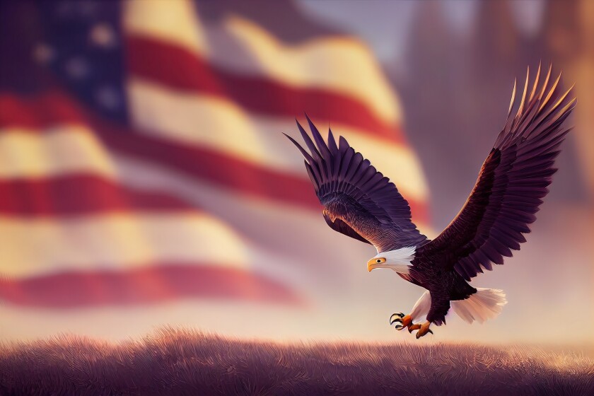 3D rendered American Bald Eagle with cute kawaii look like moder