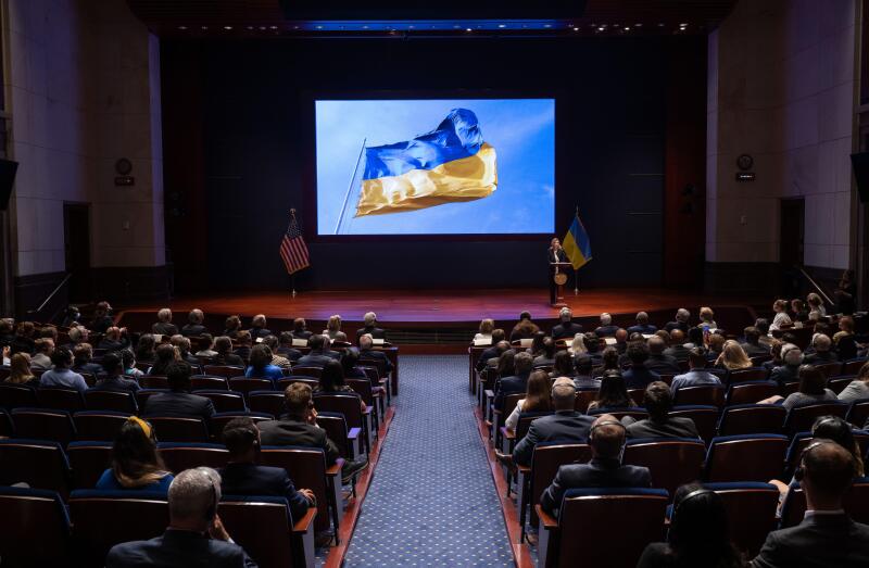 Washington, United States Of America. 20th July, 2022. Ukrainian First Lady Olena Zelenska speaks to members of the US Congress about Russia's invasion of Ukraine, in the US Capitol Visitors Center Auditorium on July 20, 2022, in Washington, DC.Credit: Sa