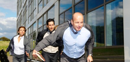 Business people running
