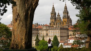 Romanesque Cathedral World Heritage Camino Xacobeo Santiago de Compostela A Coruna Galicia Spain