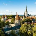 Tallinn, Estonia. Old town and city in summer. Baltic and nordic capital skyline in Europe. Historical castle and church. Downtown buildings.