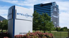 Stellantis sign outside the Chrysler Technology Center and World Headquarters in Auburn Hills Michigan USA