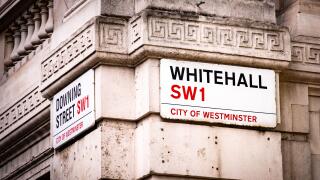 London- Whitehall and Downing Street sign, the headquarters of the government of the United Kingdom