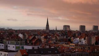 View of sunset in Anderlecht, Belgium