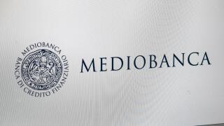 Loge der Marke "Mediobanca", Berlin.