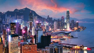 Hong Kong - Victoria harbour at sunset