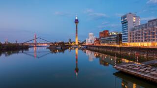 Skyline of Dusseldorf Germany at Sunset