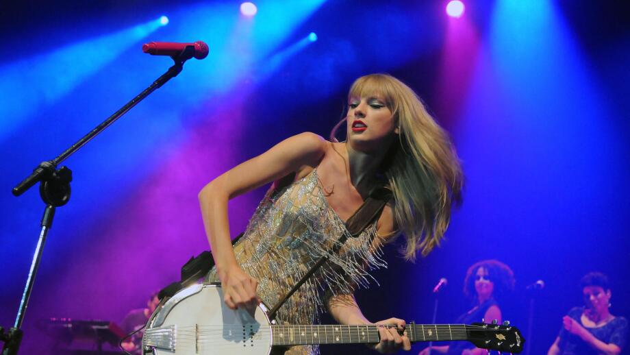 Singer Taylor Swift during her show at the HSBC Arena in Rio de Janeiro, Brazil