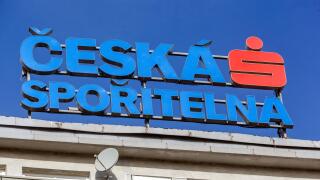 Ceska Sporitelna sign,  Erste Bank Group, Prague Czech Republic