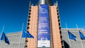 Exterior facade of the European Commission building in Brussels, Called the Berlaymont building