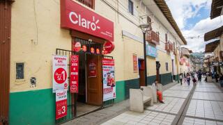 Claro shop in centre of Cajabamba town in Peru