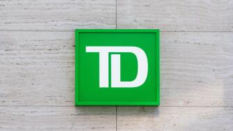 Washington, D.C. / USA - July 03 2020: Sign at the entrance of TD Bank, a subsidiary of the Canadian multinational Toronto-Dominion Bank.