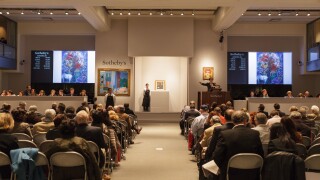 Bidding under way on a Chagall painting, Sotheby's fine art auction, New York, New York, USA