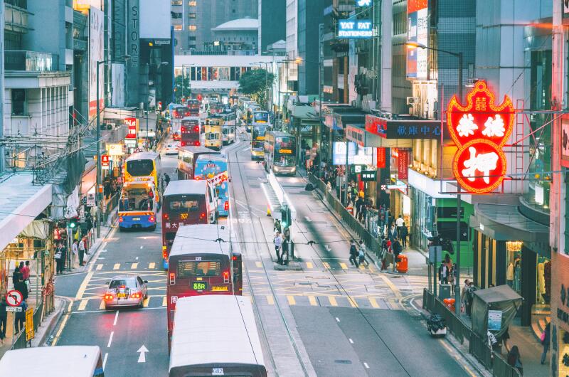 traffic in central hong kong. Image shot 04/2015. Exact date unknown.
