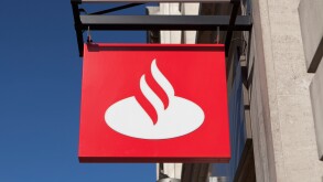 Santander bank sign, UK