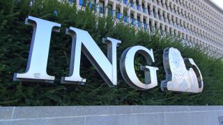 Brand sign, ING bank in Bruxelles