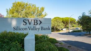 Signage for high-tech commercial bank Silicon Valley Bank, on Sand Hill Road in the Silicon Valley town of Menlo Park, California, August 25, 2016.
