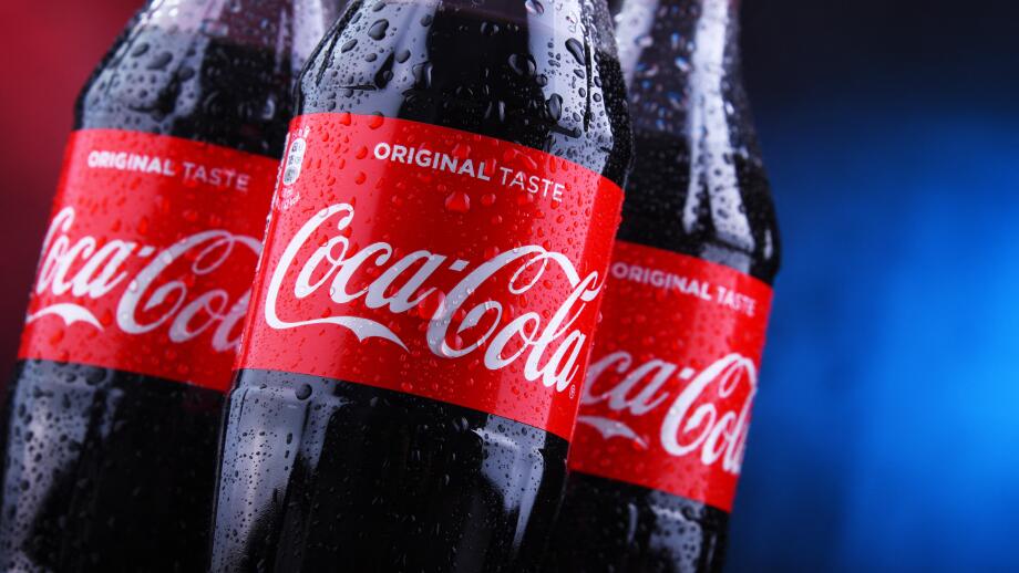 POZNAN, POLAND - NOV 29, 2018: Plastic bottles of Coca-Cola, a carbonated soft drink manufactured by The Coca-Cola Company headquartered in Atlanta, G