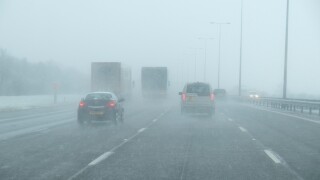 Driving on Motorway in poor Weather Conditions, UK