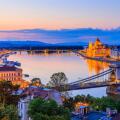 Budapest, Hungary. Panoramic view with the Chain Bridge and the Parliament on the Danube river.