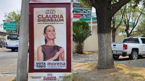 Mexico City, Mexico - Apr 24 2024: Presidential political campaign for the June elections showing candidate Claudia Sheinbaum for the Morena Party