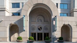 Washington, D.C. / USA - June 14 2020: Headquarters building of the Inter-American Development Bank, BID, in Washington.
