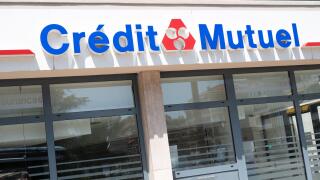 A shop sign of Credit Mutuel, on May 15, 2022 in Cannes, France. Photo by David Niviere/ABACAPRESS.COM